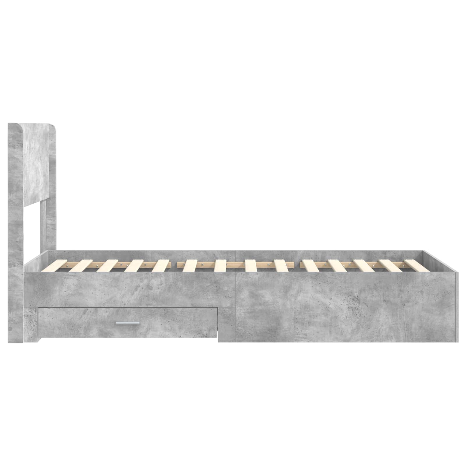 Bedframe met opbergruimte en hoofdbord Betongrijs 90 x 200 cm
