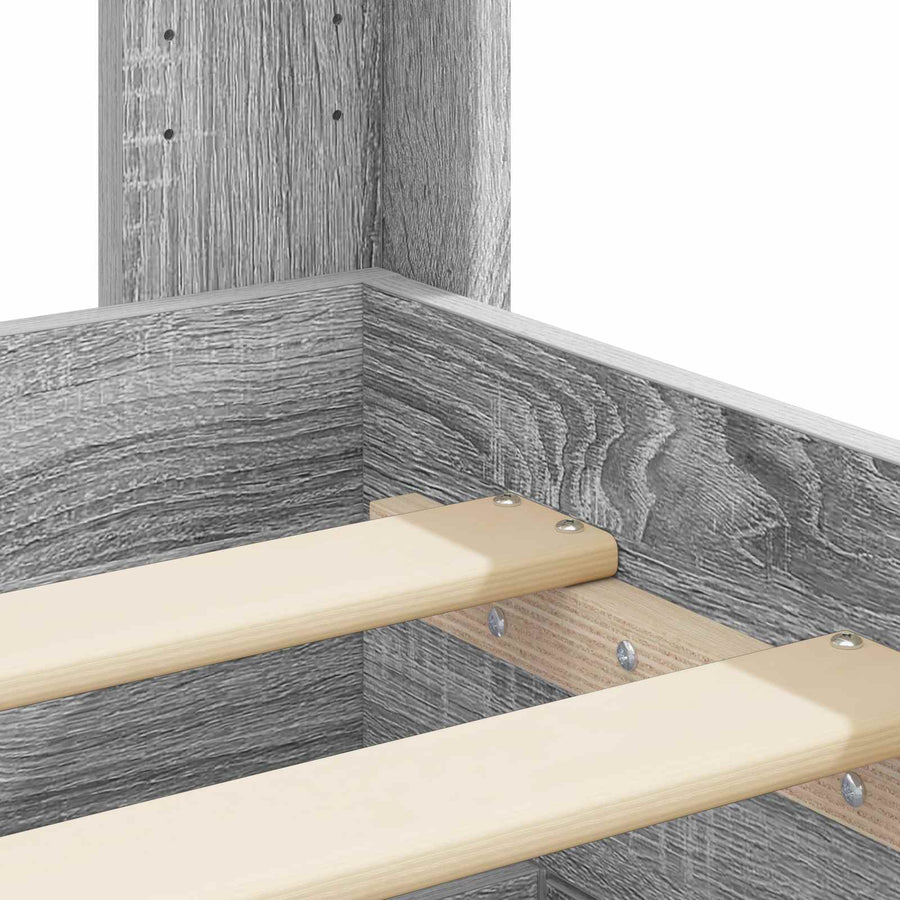 Bedframe met opbergruimte en hoofdbord Grijs Sonoma 90 x 200 cm