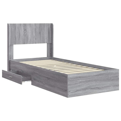 Bedframe met opbergruimte en hoofdbord Grijs Sonoma 90 x 200 cm