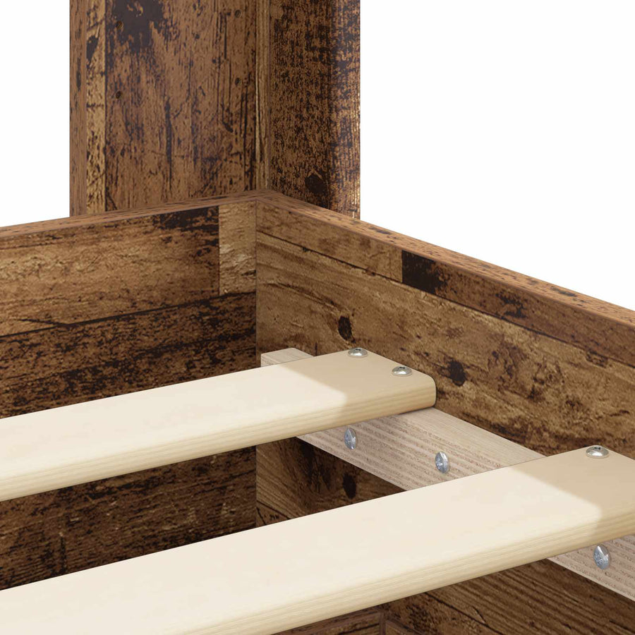 Bedframe met opbergruimte en hoofdbord Oud hout 90 x 200 cm
