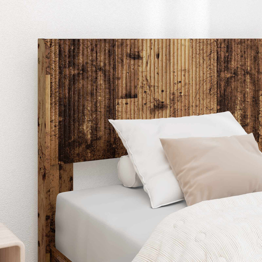 Bedframe met opbergruimte en hoofdbord Oud hout 90 x 200 cm
