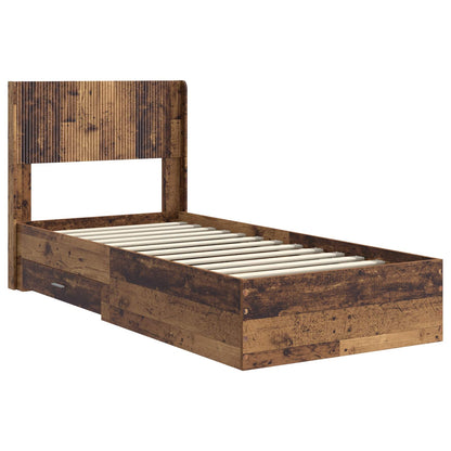 Bedframe met opbergruimte en hoofdbord Oud hout 90 x 200 cm