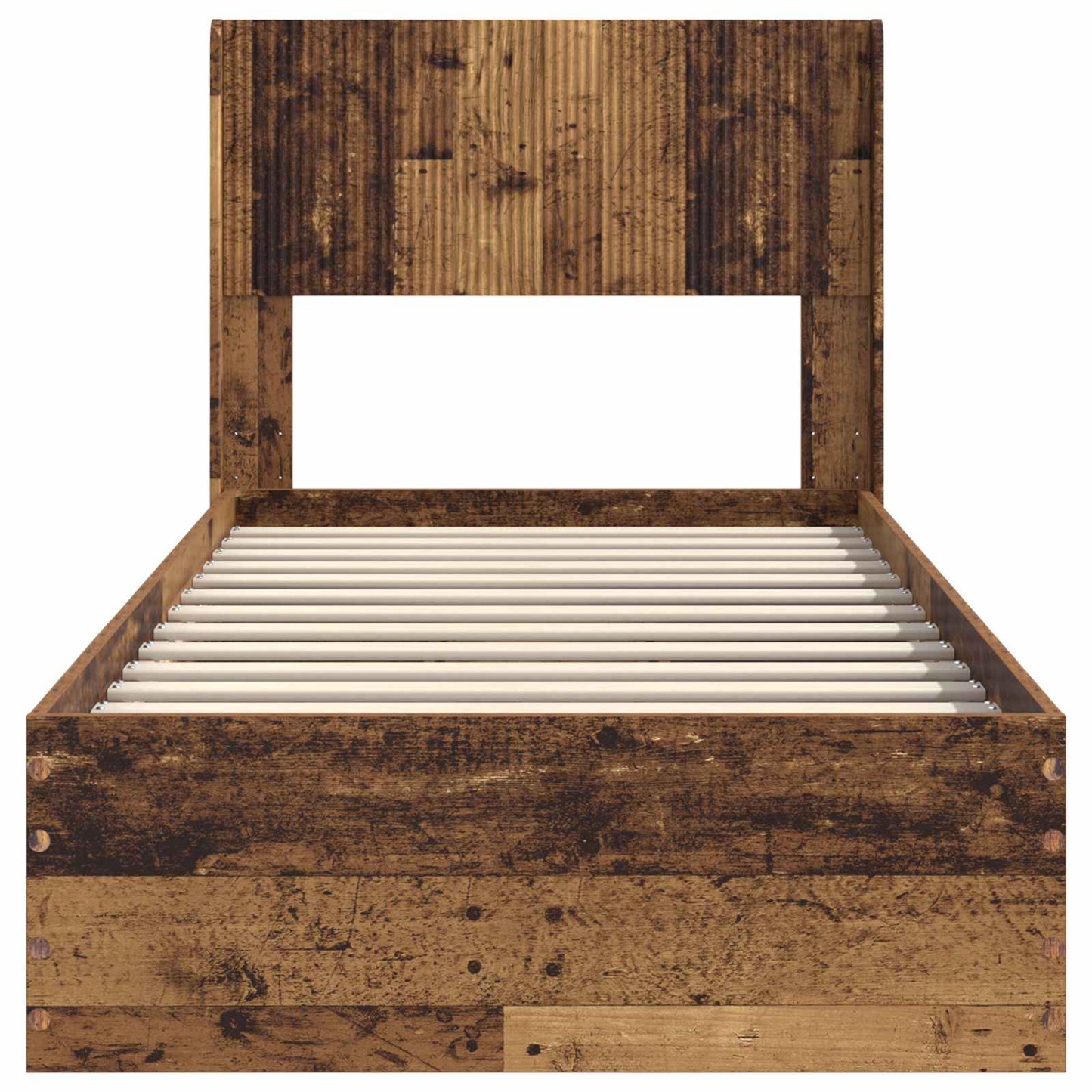 Bedframe met opbergruimte en hoofdbord Oud hout 90 x 200 cm