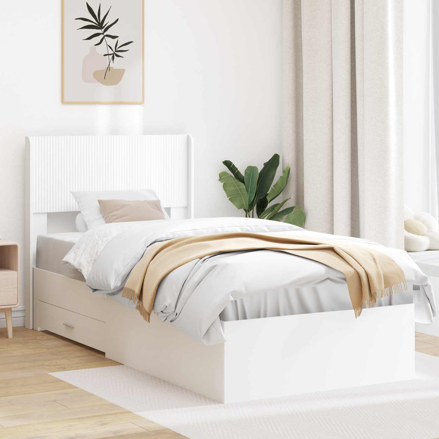 Bedframe met opbergruimte en hoofdbord Wit 90 x 190 cm