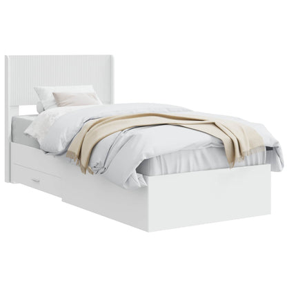 Bedframe met opbergruimte en hoofdbord Wit 90 x 190 cm