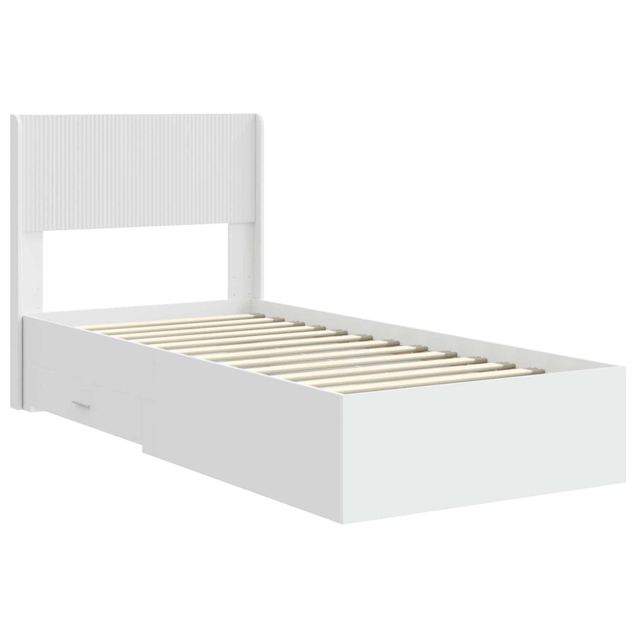 Bedframe met opbergruimte en hoofdbord Wit 90 x 190 cm