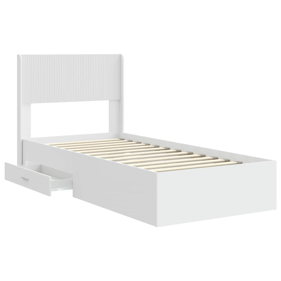 Bedframe met opbergruimte en hoofdbord Wit 90 x 190 cm