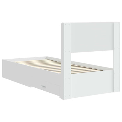 Bedframe met opbergruimte en hoofdbord Wit 90 x 190 cm