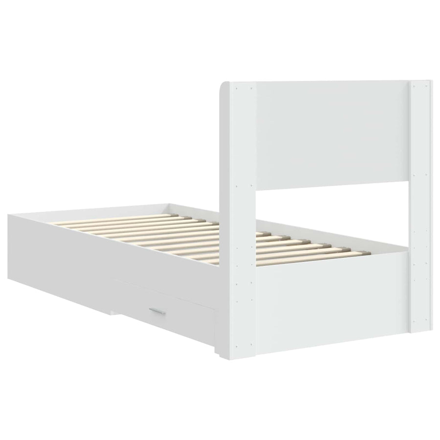 Bedframe met opbergruimte en hoofdbord Wit 90 x 190 cm