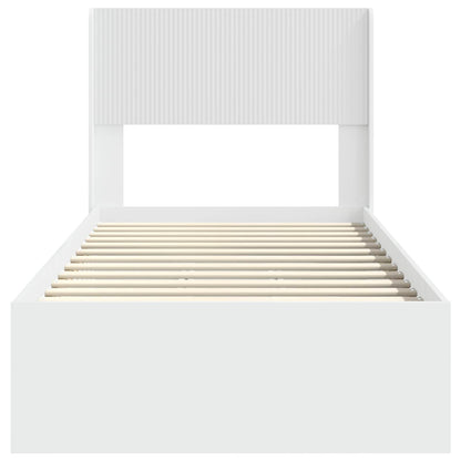 Bedframe met opbergruimte en hoofdbord Wit 90 x 190 cm