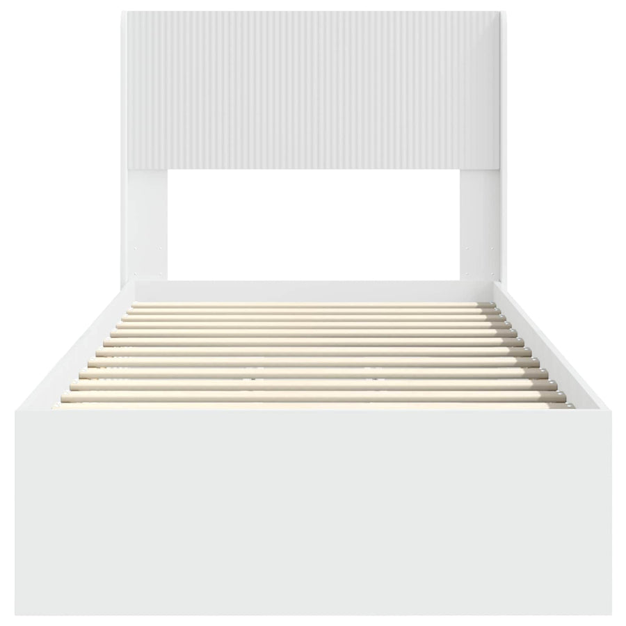 Bedframe met opbergruimte en hoofdbord Wit 90 x 190 cm
