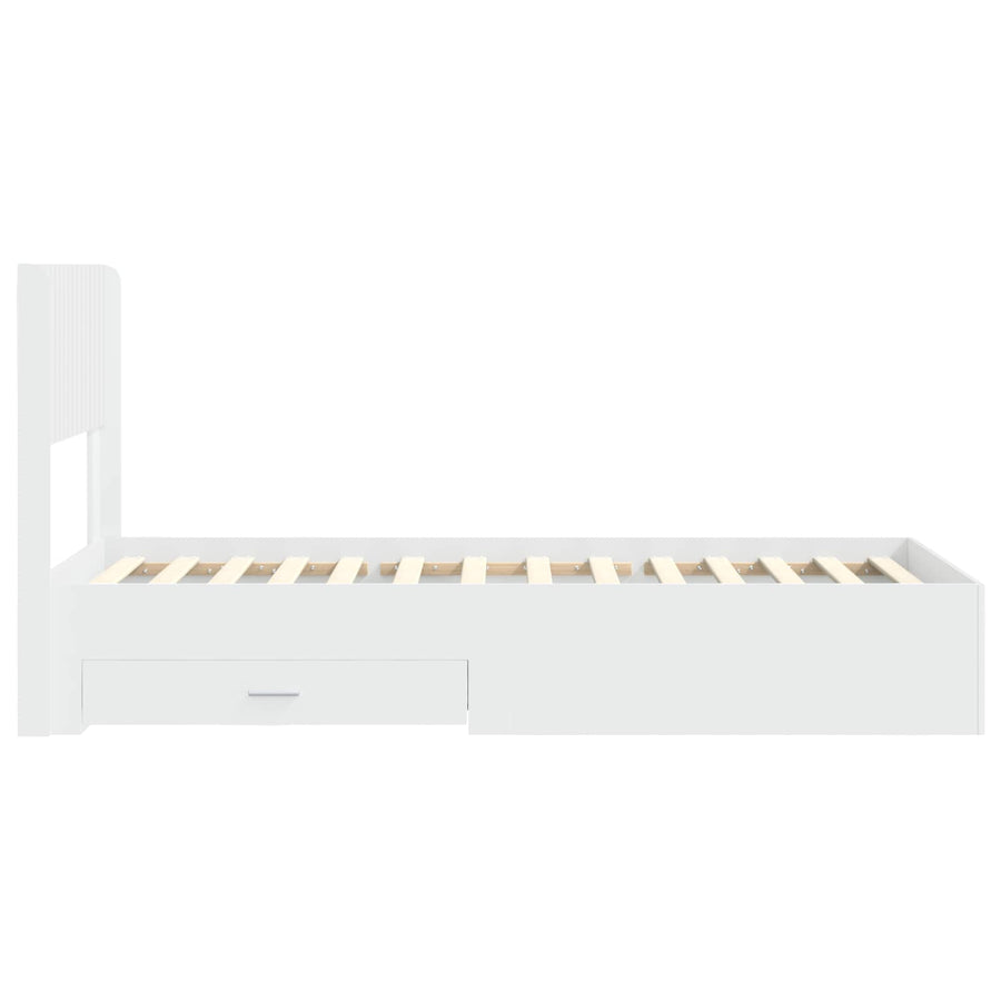 Bedframe met opbergruimte en hoofdbord Wit 90 x 190 cm