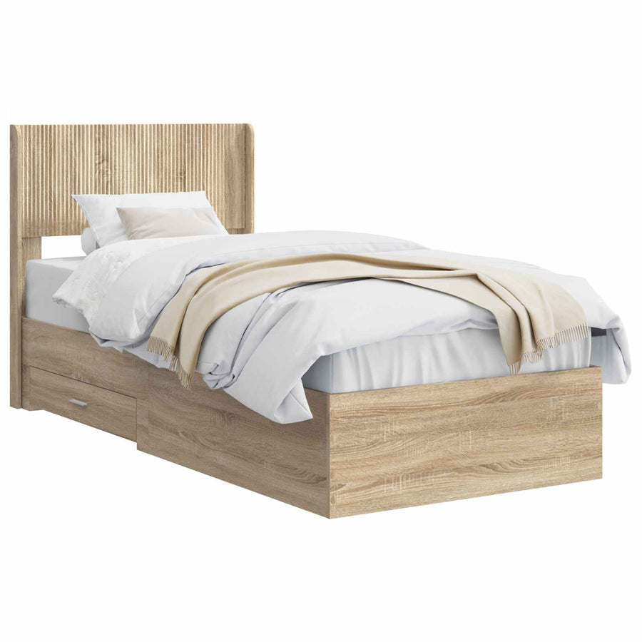 Bedframe met opbergruimte en hoofdbord Sonoma Eiken 90 x 190 cm