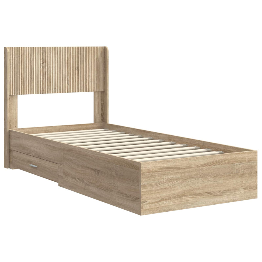 Bedframe met opbergruimte en hoofdbord Sonoma Eiken 90 x 190 cm