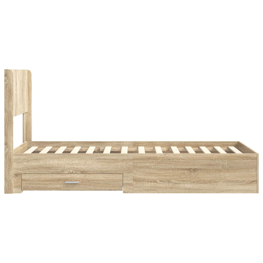Bedframe met opbergruimte en hoofdbord Sonoma Eiken 90 x 190 cm