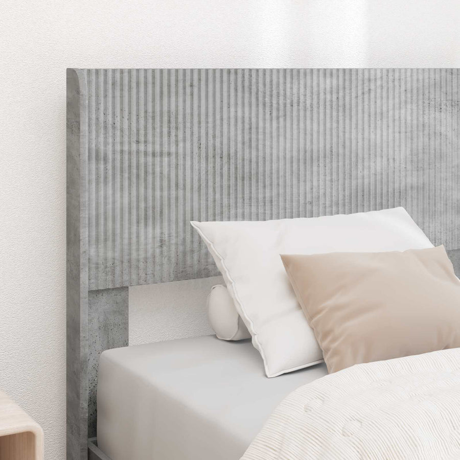 Bedframe met opbergruimte en hoofdbord Betongrijs 90 x 190 cm
