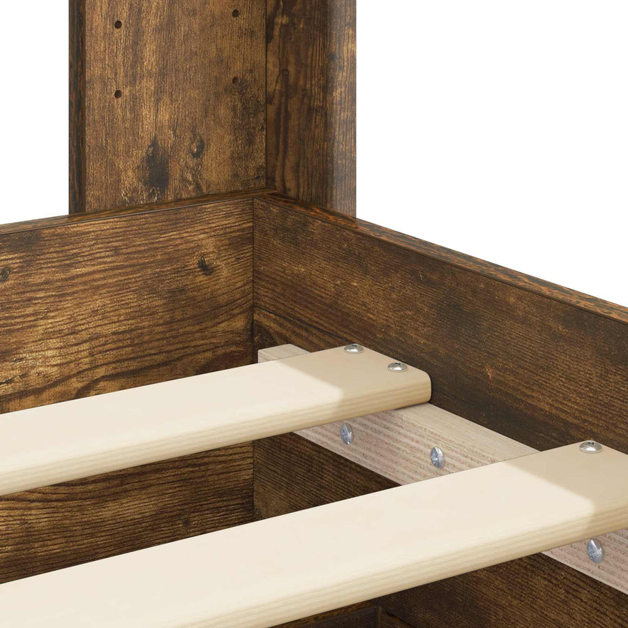 Bedframe met opbergruimte en hoofdbord Gerookt eiken