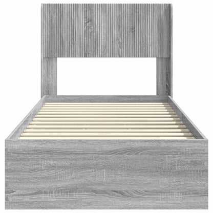 Bedframe met opbergruimte en hoofdbord Grijs Sonoma 90 x 190 cm
