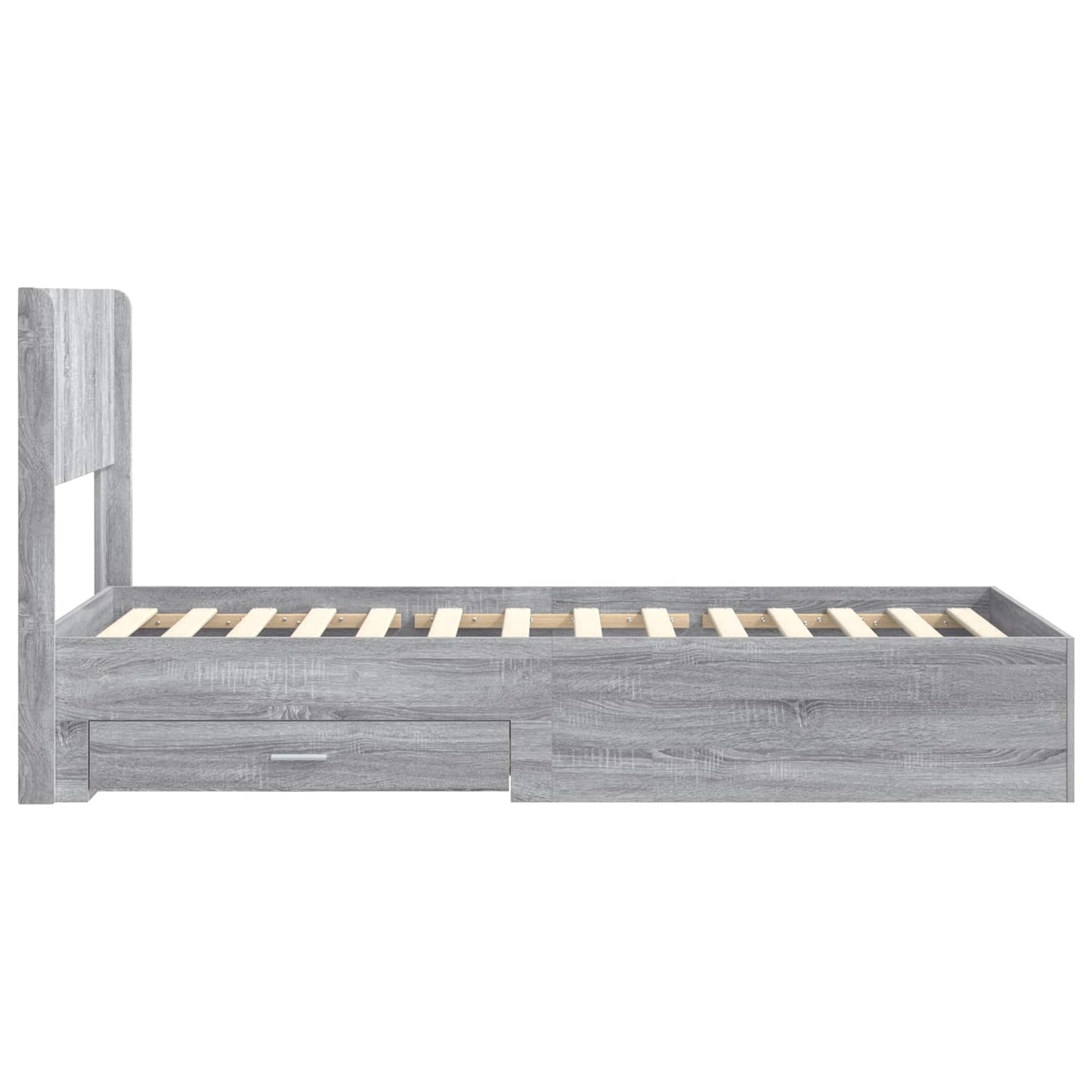 Bedframe met opbergruimte en hoofdbord Grijs Sonoma 90 x 190 cm