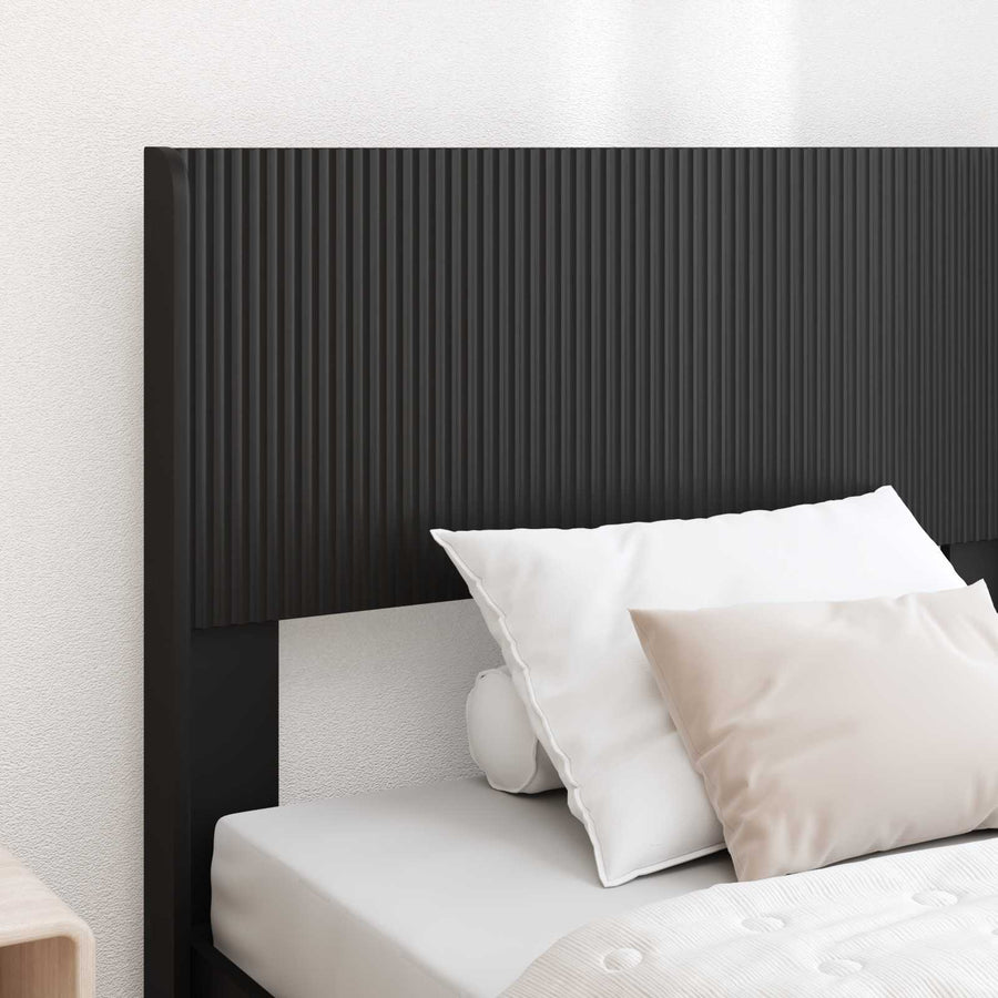 Bedframe met opbergruimte en hoofdbord Zwart 75 x 190 cm