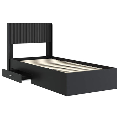 Bedframe met opbergruimte en hoofdbord Zwart 75 x 190 cm