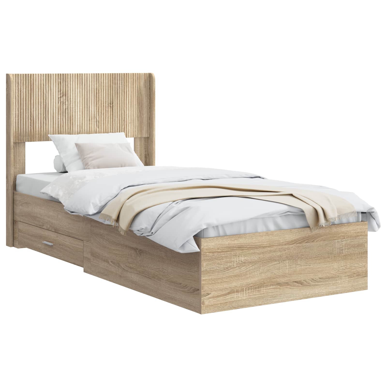 Bedframe met opbergruimte en hoofdbord Sonoma Eiken 75 x 190 cm