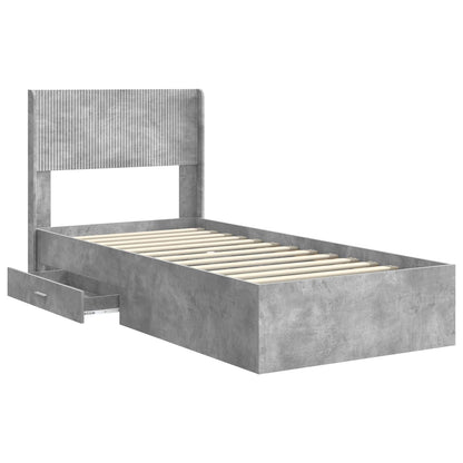 Bedframe met opbergruimte en hoofdbord Betongrijs 75 x 190 cm