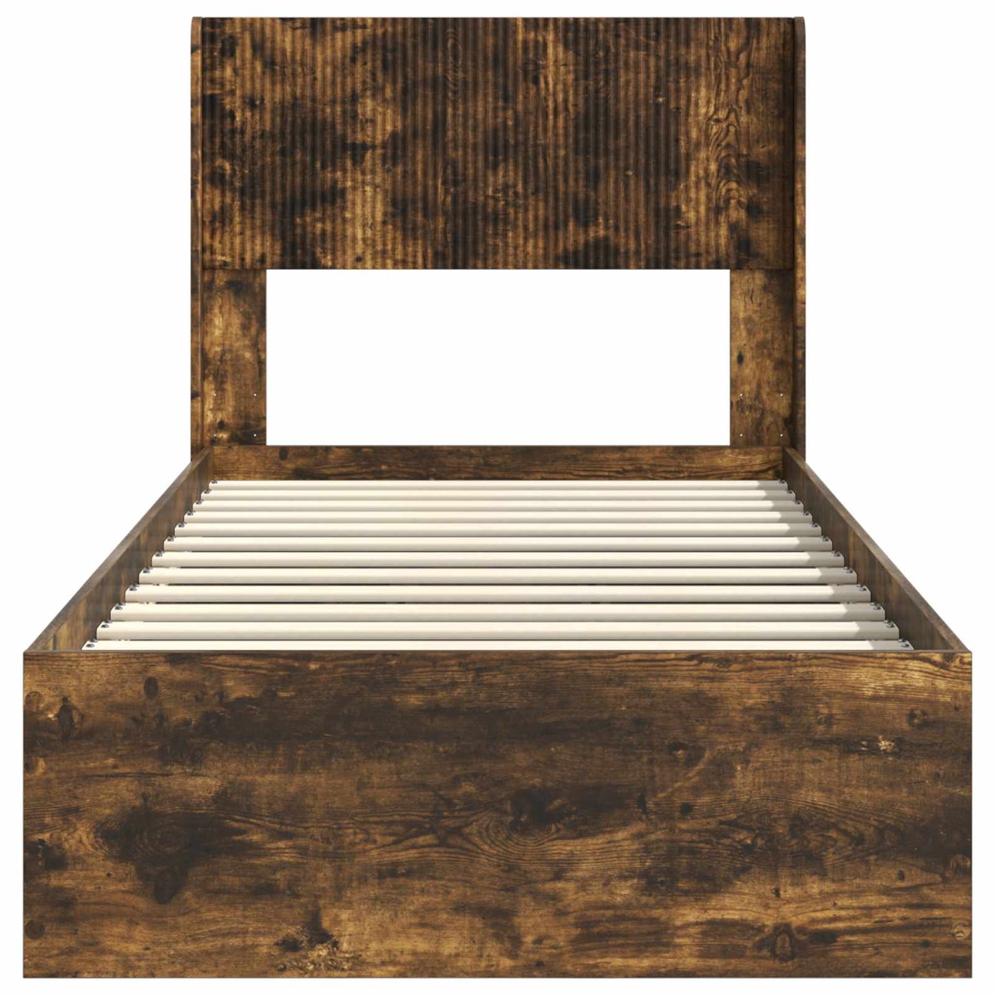 Bedframe met opbergruimte en hoofdbord Gerookt eiken