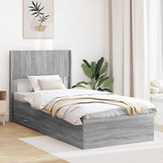 Bedframe 75x190 cm grijs Sonoma met opbergruimte