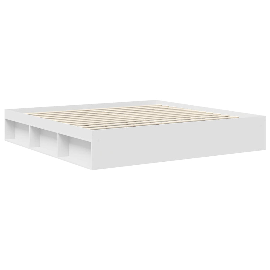 Bedframe met hoofdeinde Wit 200 x 200 cm Massief grenenhout