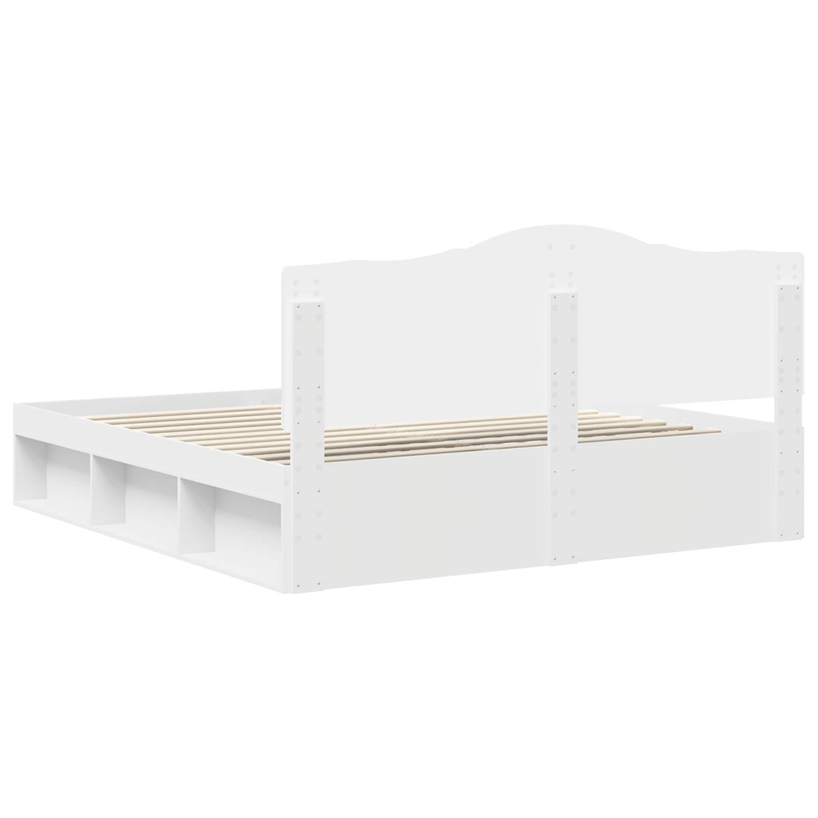 Bedframe met hoofdeinde Wit 200 x 200 cm Massief grenenhout