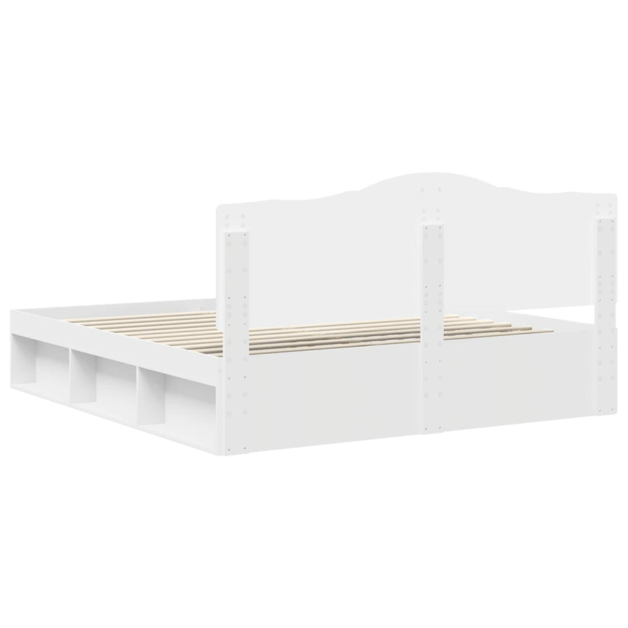 Bedframe met hoofdeinde Wit 200 x 200 cm Massief grenenhout
