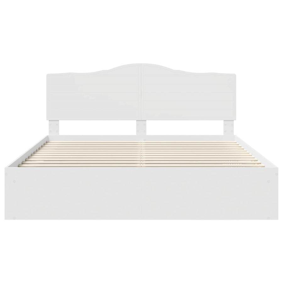 Bedframe met hoofdeinde Wit 200 x 200 cm Massief grenenhout