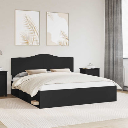 Bedframe met hoofdeinde Zwart 200 x 200 cm Massief grenenhout