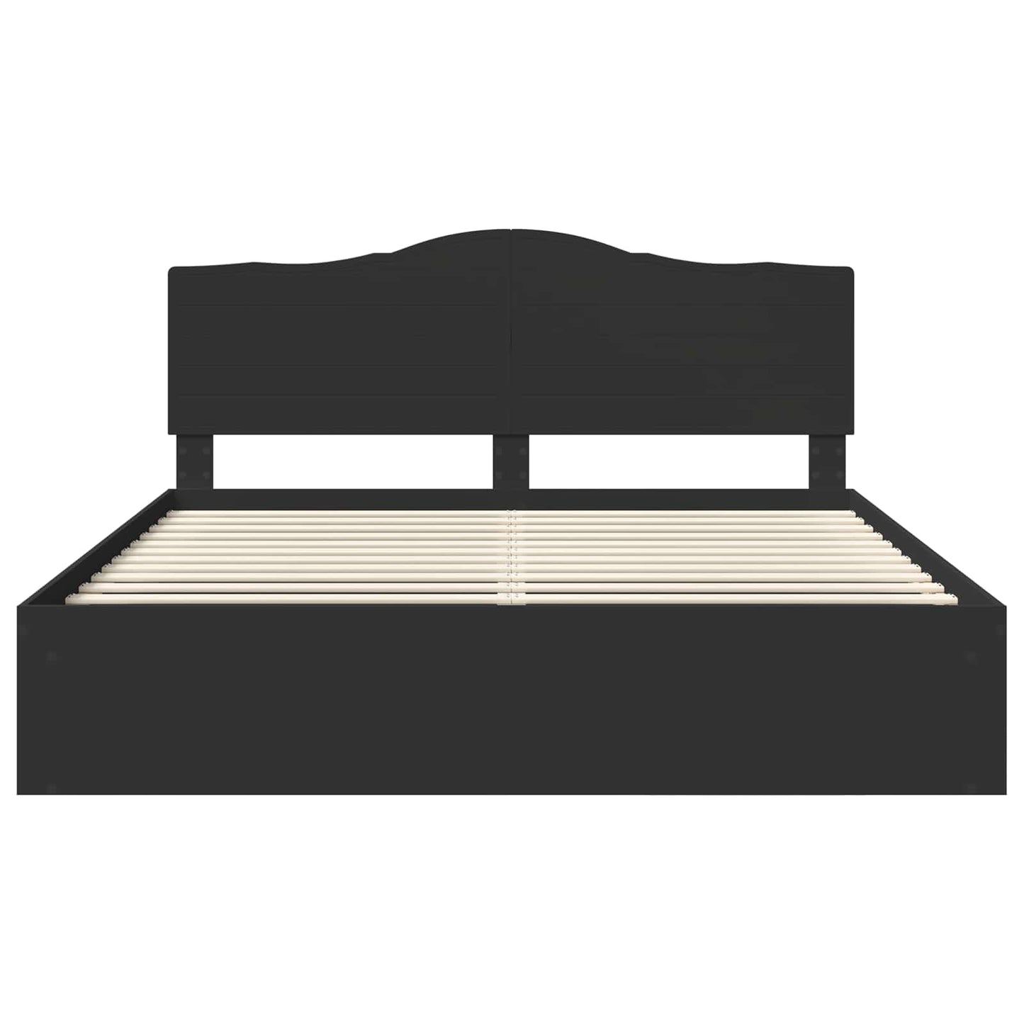 Bedframe met hoofdeinde Zwart 200 x 200 cm Massief grenenhout