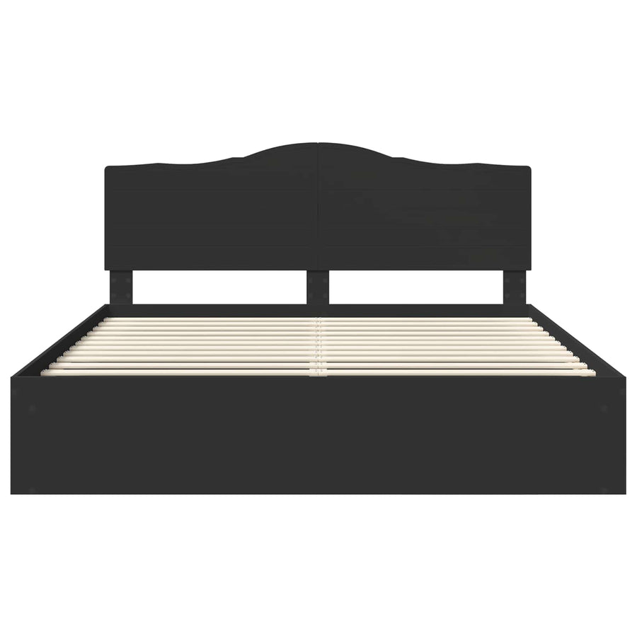 Bedframe met hoofdeinde Zwart 200 x 200 cm Massief grenenhout