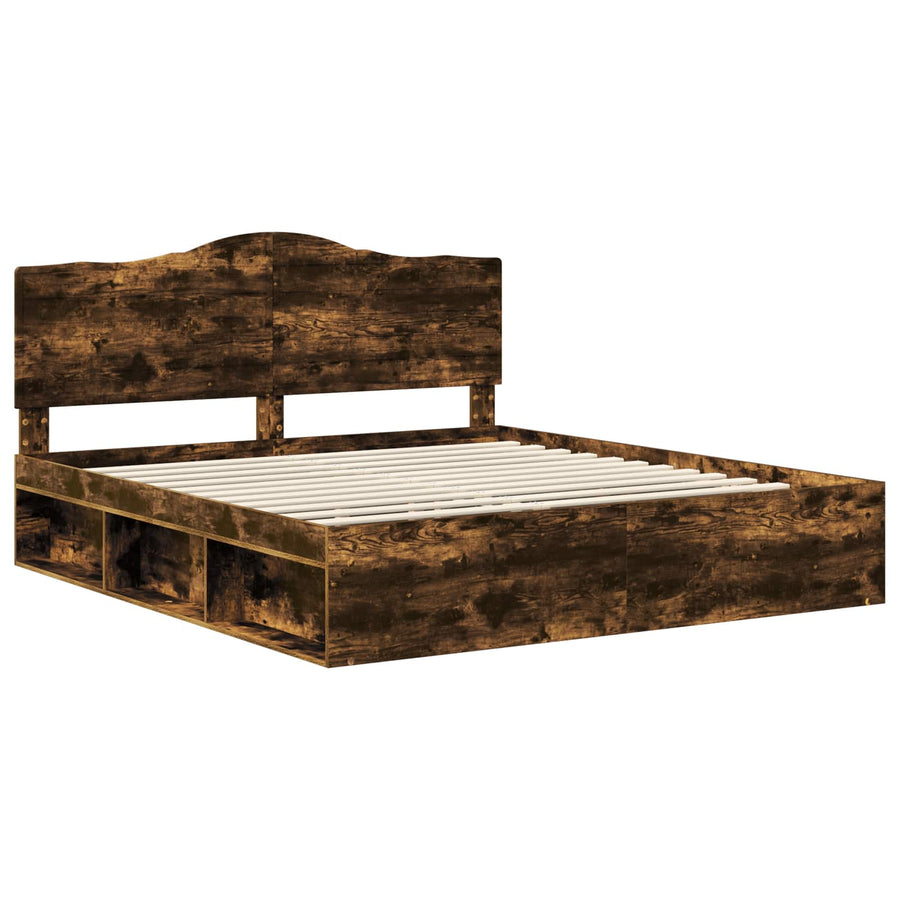 Bedframe Gerookt eiken 200 x 200 cm Massief grenenhout