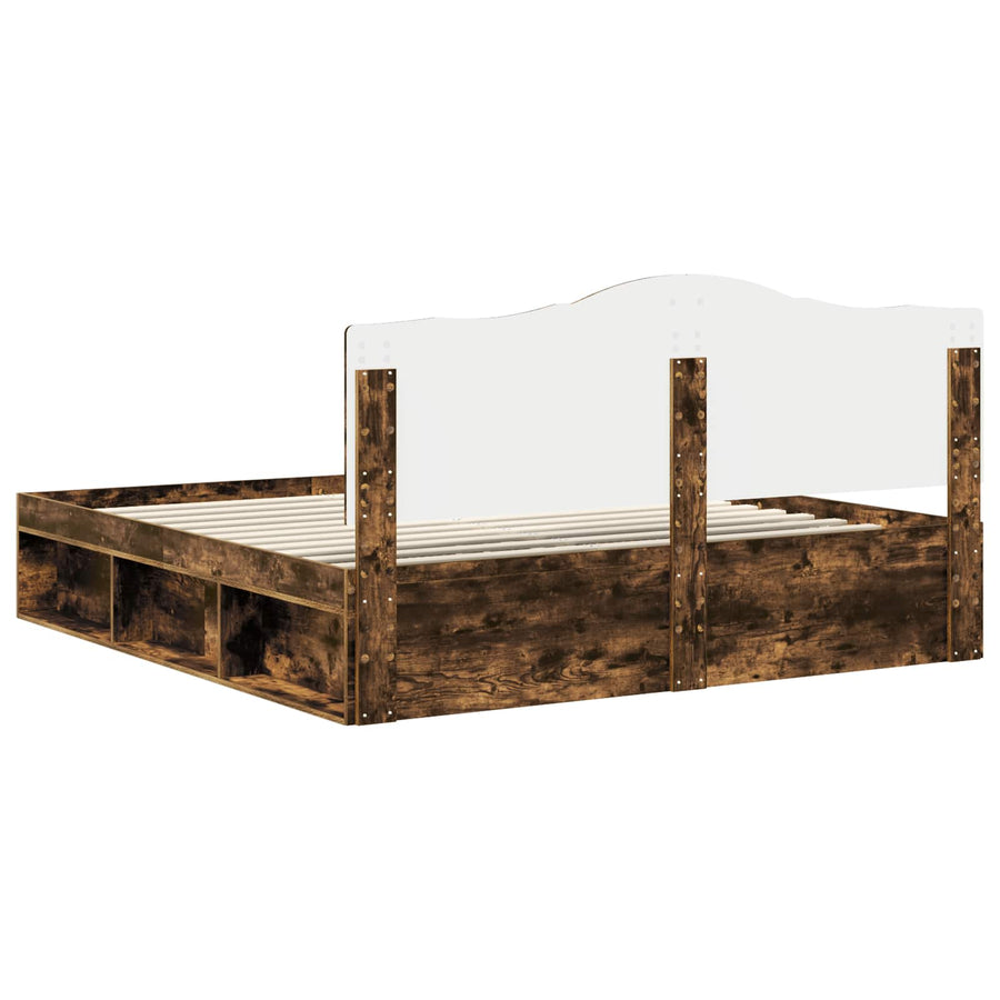Bedframe Gerookt eiken 200 x 200 cm Massief grenenhout
