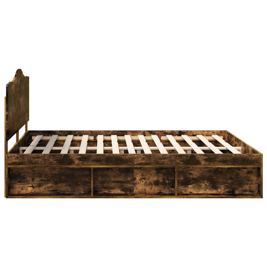 Bedframe Gerookt eiken 200 x 200 cm Massief grenenhout