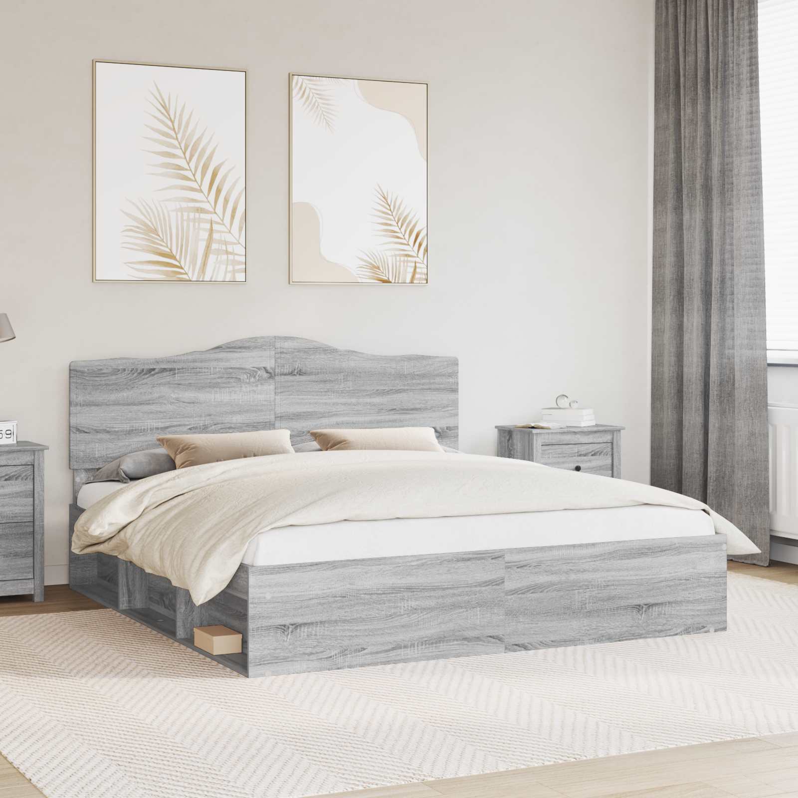 Bedframe Grijs Sonoma 200 x 200 cm Massief grenenhout