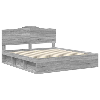 Bedframe Grijs Sonoma 200 x 200 cm Massief grenenhout