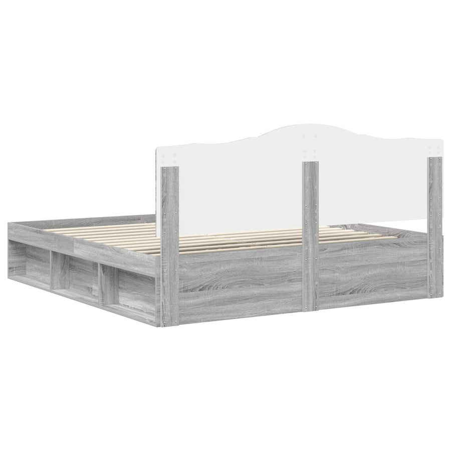 Bedframe Grijs Sonoma 200 x 200 cm Massief grenenhout