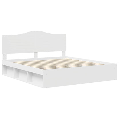 Bedframe met hoofdeinde Wit 180 x 200 cm Massief grenenhout