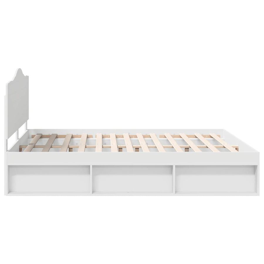 Bedframe met hoofdeinde Wit 180 x 200 cm Massief grenenhout