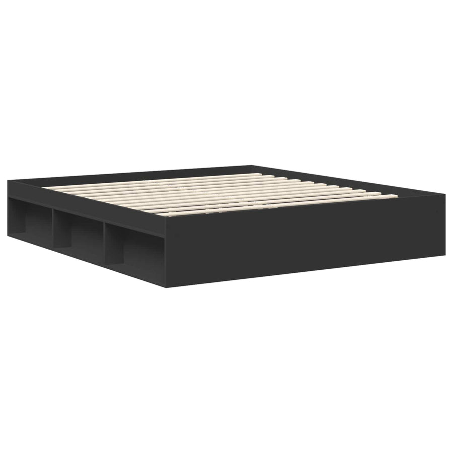 Bedframe met hoofdeinde Zwart 180 x 200 cm Massief grenenhout