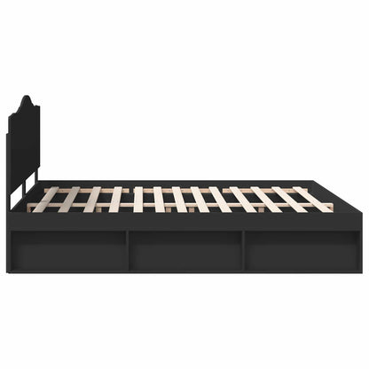 Bedframe met hoofdeinde Zwart 180 x 200 cm Massief grenenhout