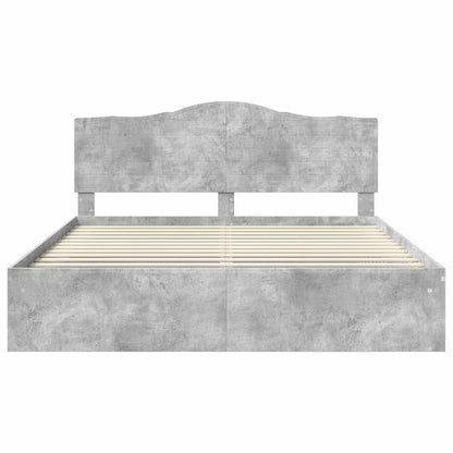 Bedframe met hoofdeinde Beton 180 x 200 cm Massief grenenhout