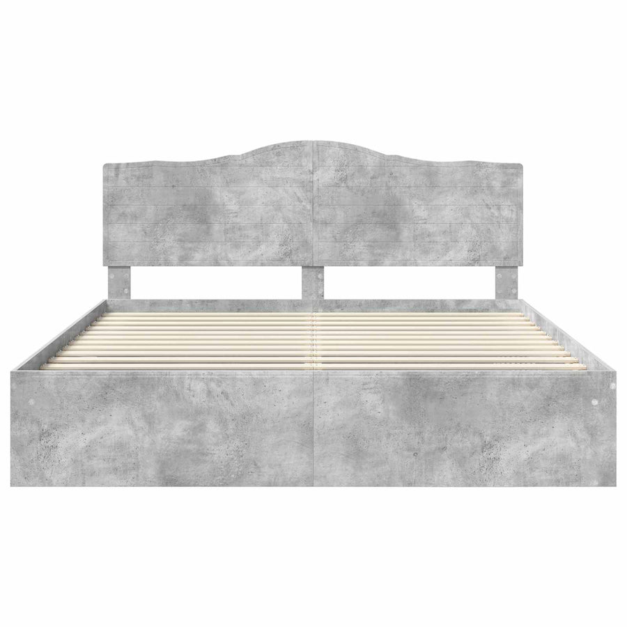 Bedframe met hoofdeinde Beton 180 x 200 cm Massief grenenhout