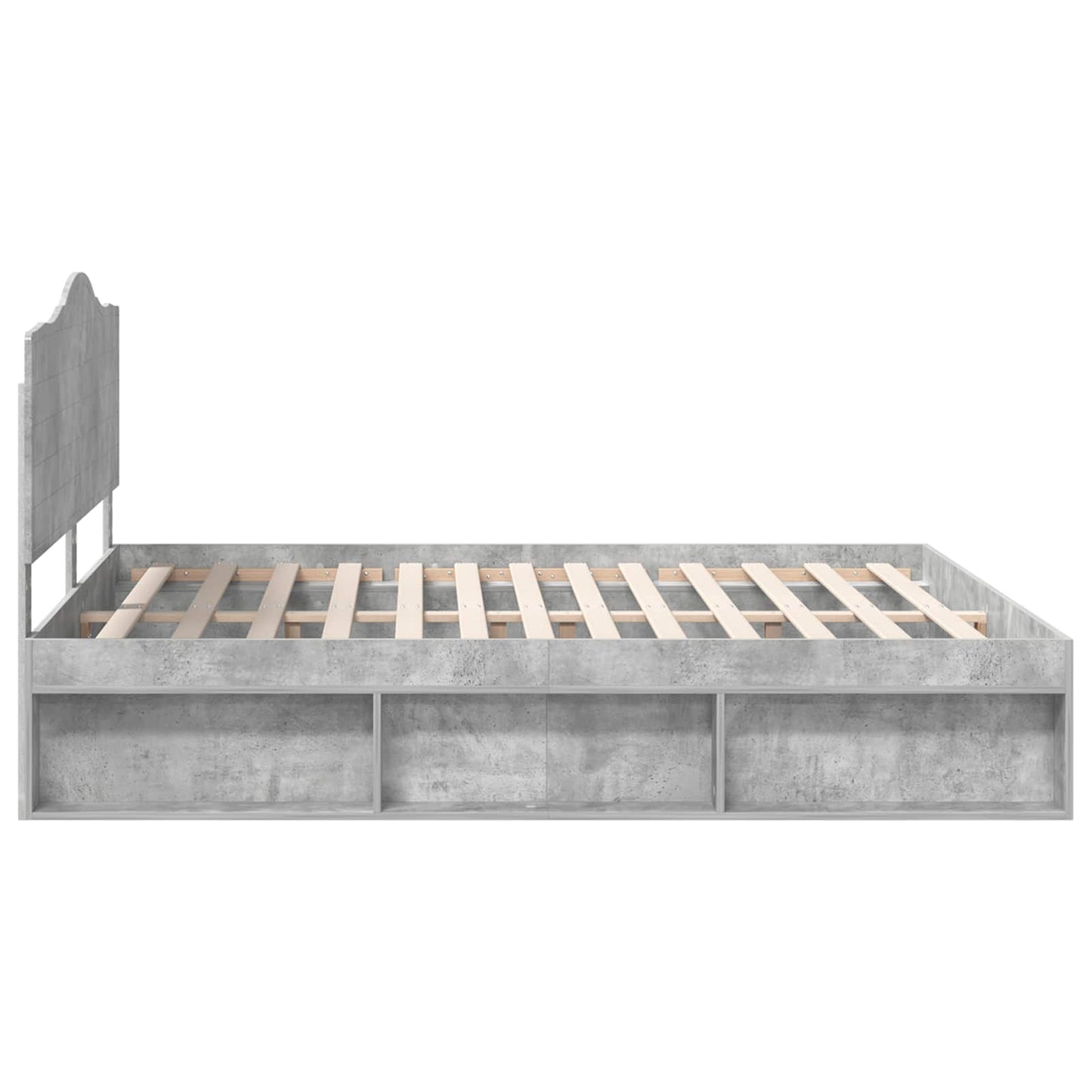 Bedframe met hoofdeinde Beton 180 x 200 cm Massief grenenhout