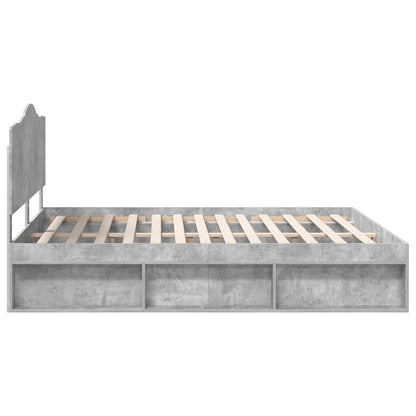 Bedframe met hoofdeinde Beton 180 x 200 cm Massief grenenhout